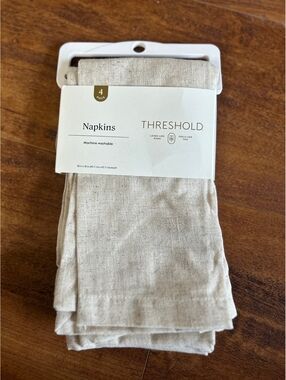 Threshold Set of 4 Beige Linen Napkins